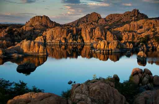 Granite boulders and water at Watson Lake on the edge of Prescott, Arizona