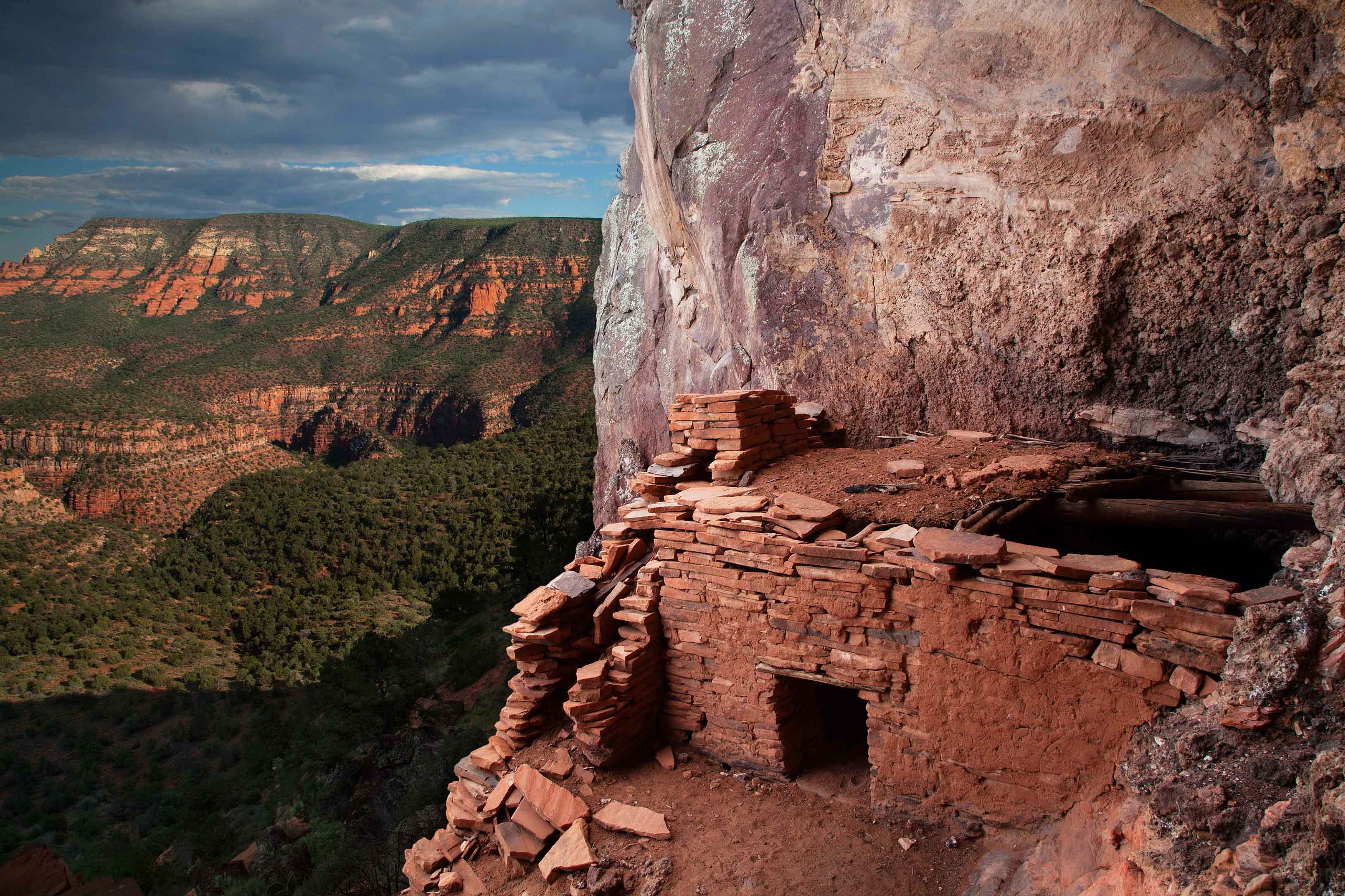 Part of a Native American cliff dwelling overlooking the Sycamore Wilderness built by the Verde Hohokam (Southern Sinagau) between A.D. 1125 and 1300