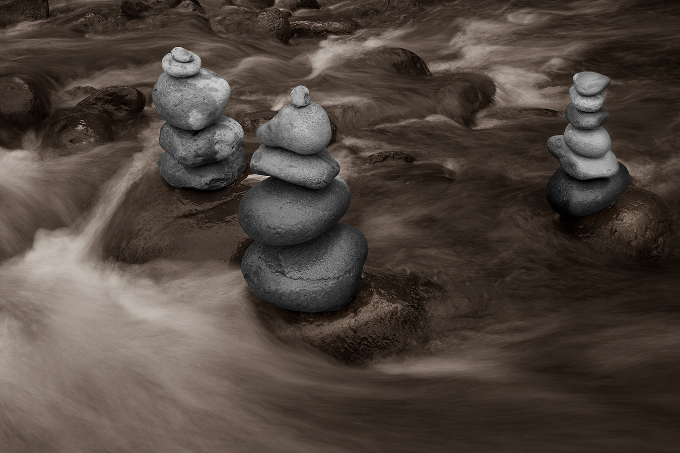 Stone sculptures in West Clear Creek, Arizona
