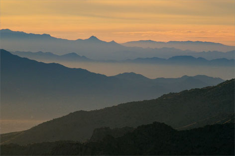 Distant southern Arizona mountain ranges as seen from high in the Santa Catalina Mts. north of Tucson