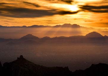 Distant southern Arizona mountain ranges as seen from high in the Santa Catalina Mts. north of Tucson