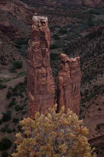 Spider Rock in Canyon de Chelly on the Navajo Reservation in northern Arizona.