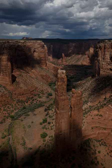 Spider Rock in Canyon de Chelly on the Navajo Reservation in northern Arizona.