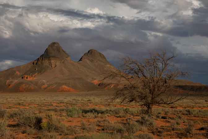Twin Peaks, south of Canyon de Chelly on the Navajo Reservation in northern Arizona.