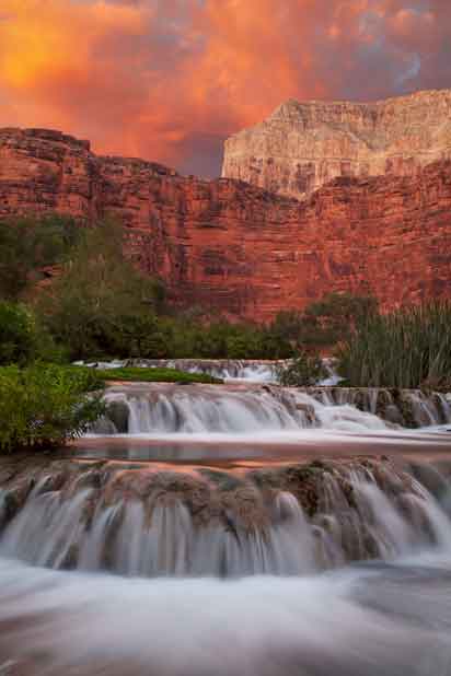 Travertines in Havasu Canyon (Havasupai) in the Grand Canyon, Arizona
