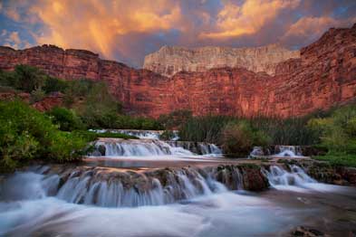 Travertines in Havasu Canyon (Havasupai) in the Grand Canyon, Arizona