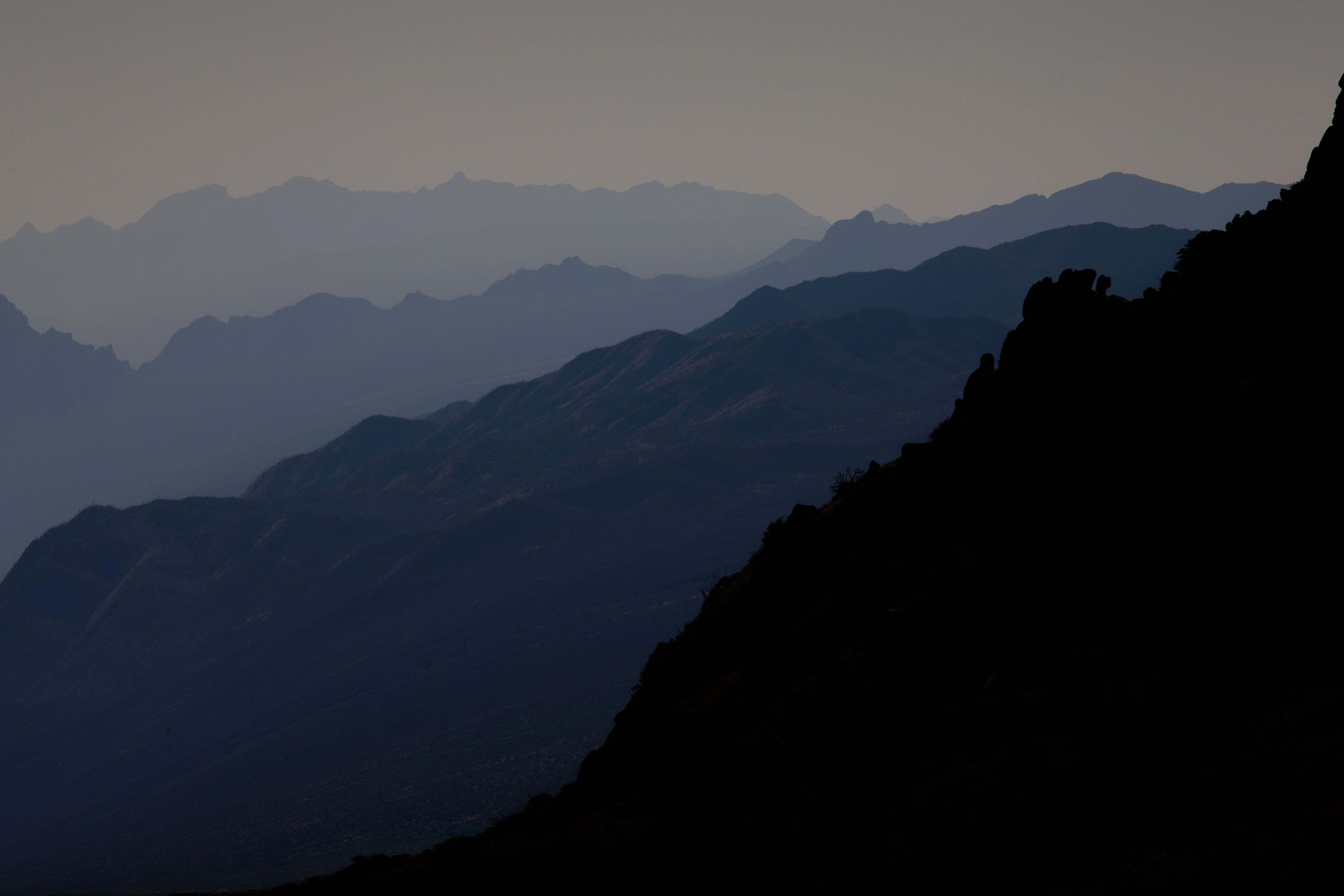 From the Quinlan Mts. looking west toward other southern Arizona ranges including the Combobi and Quijotoa Mts.
