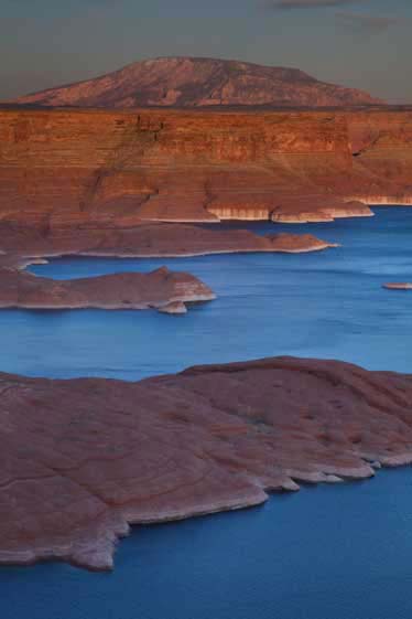 From the Utah side of Lake Powell looking across Last Chance Bay, with Navajo Mt. in the distance