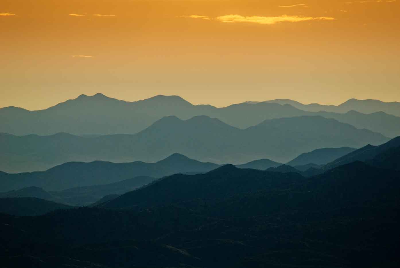 Distant southern Arizona mountain ranges as seen from high in the Santa Catalina Mts. north of Tucson