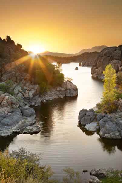 Sunset at Watson Lake, located on the edge of Prescott, Arizona